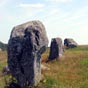 Les alignements sont partagés en plusieurs groupes distincts. Les alignements du Ménec regroupent 12 rangées convergentes de menhirs qui s’étendent sur plus d’un kilomètre, avec les restes de cercles de pierres à chaque extrémité. Les pierres les plus grandes, à l’ouest, atteignent 4 m de haut ; leur hauteur moyenne décroit le long de l’alignement pour atteindre 60 cm de hauteur à l’extrême est.